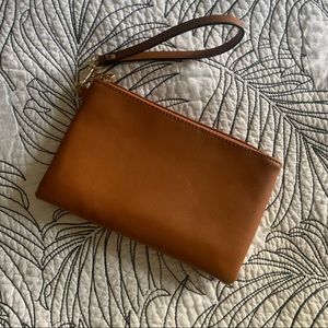 Faux leather large wristlet
